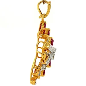 Clearance Gouden hanger met robijn en diamant 14 krt Gouden Hanger Met Edelsteen