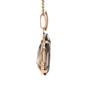Outlet Gouden hanger met rookkwarts 14 krt Gouden Hanger Met Edelsteen