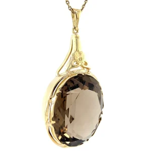 Sale Gouden hanger met rooktopaas 14 krt Gouden Hanger Met Edelsteen