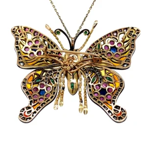 Sale Gouden hanger met saffier, smaragd, robijn, emaille en diamant 14 krt/925 Gouden Hanger Met Edelsteen