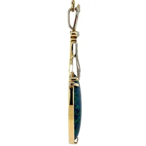 Online Gouden hanger met zwarte opaal en roosdiamant 14 krt Gouden Hanger Met Edelsteen