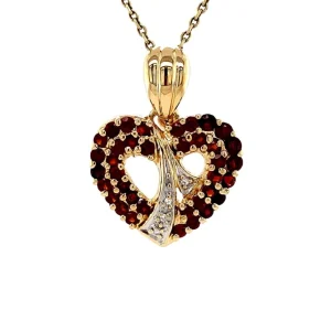 Online Gouden hart hanger met granaat en diamant 14 krt Gouden Hanger Met Edelsteen