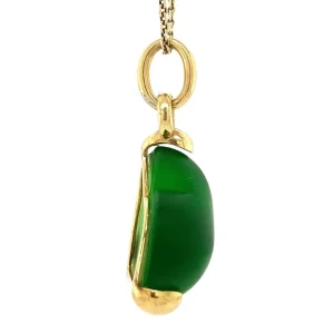 Outlet Gouden hart hanger met groen zeeglas 14 krt Gouden Hanger Met Edelsteen