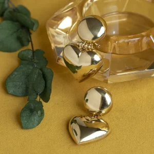 Sale Gouden hart oorhangers 18 krt Oorstekers