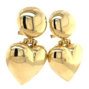 Sale Gouden hart oorhangers 18 krt Oorstekers