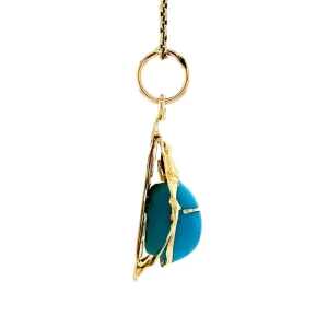 Outlet Gouden kever hanger met blauwe kleursteen 18 krt Gouden Hanger Met Edelsteen