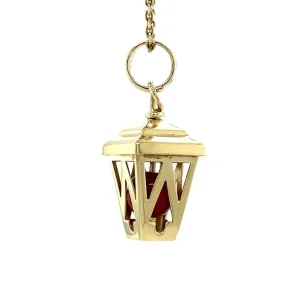Fashion Gouden lantaarn hanger met bloedkoraal 14 krt Gouden Hanger Met Edelsteen