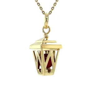 Fashion Gouden lantaarn hanger met bloedkoraal 14 krt Gouden Hanger Met Edelsteen