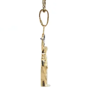 Sale Gouden Maria hanger met saffier 14 krt Gouden Hanger Met Edelsteen