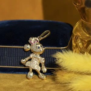 Best Gouden Minnie Mouse hanger met robijn, saffier en diamant 14 krt Gouden Hanger Met Edelsteen