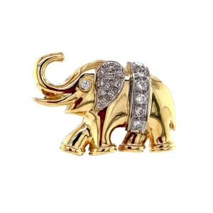 New Gouden olifant broche met diamant 14 krt Broches