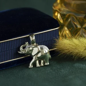 Online Gouden olifant hanger met diamant 14 krt Gouden Hanger Met Edelsteen