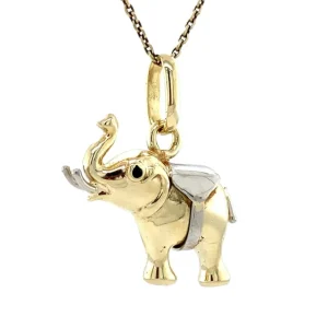 Online Gouden olifant hanger met saffier 14 krt Gouden Hanger Met Edelsteen