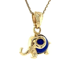 Clearance Gouden olifant hanger met sodaliet 14 krt Gouden Hanger Met Edelsteen
