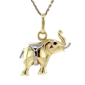 Online Gouden olifant hanger met saffier 14 krt Gouden Hanger Met Edelsteen