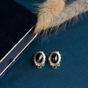 Clearance Gouden oorclips met granaat 14 krt Oorbellen Met Edelsteen