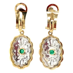 Discount Gouden oorclips met roosdiamant en smaragd 18 krt/835 Oorbellen Met Edelsteen