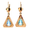 Sale Gouden oorhangers met blauwe kleursteen 18 krt Oorbellen Met Edelsteen
