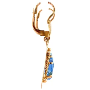 Sale Gouden oorhangers met blauwe kleursteen 18 krt Oorbellen Met Edelsteen
