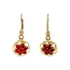 Clearance Gouden oorhangers met bloedkoraal 14 krt Oorbellen Met Edelsteen