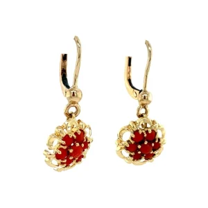 Clearance Gouden oorhangers met bloedkoraal 14 krt Oorbellen Met Edelsteen