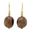 Discount Gouden oorhangers met bruin glas 14 krt Oorbellen Met Edelsteen