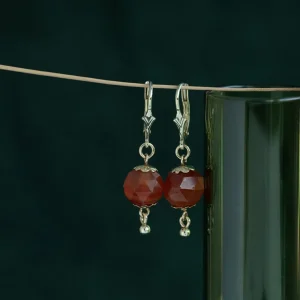 Online Gouden oorhangers met carneool 14 krt Oorbellen Met Edelsteen