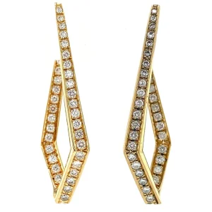 Outlet Gouden oorhangers met diamant 18 krt Oorbellen Met Edelsteen