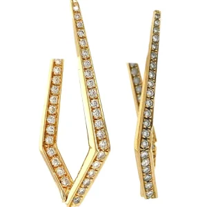 Outlet Gouden oorhangers met diamant 18 krt Oorbellen Met Edelsteen