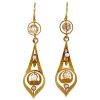 Hot Gouden oorhangers met parel en diamant 18 krt Oorbellen Met Edelsteen