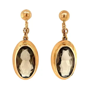 Best Gouden oorhangers met rookkwarts 14 krt Oorbellen Met Edelsteen