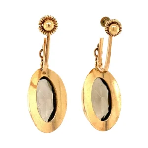 Best Gouden oorhangers met rookkwarts 14 krt Oorbellen Met Edelsteen