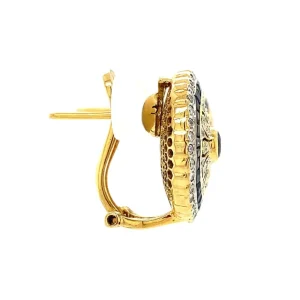 Hot Gouden oorhangers met saffier en diamant 18 krt Oorstekers | Oorbellen Met Edelsteen