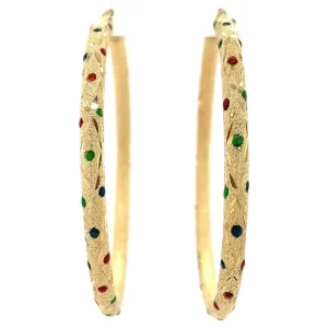 Fashion Gouden oorringen met glassteen 14 krt Oorbellen Met Edelsteen | Oorringen