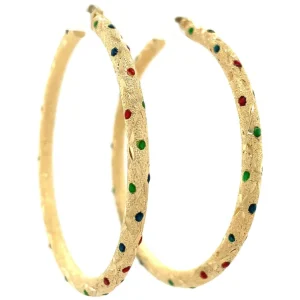 Fashion Gouden oorringen met glassteen 14 krt Oorbellen Met Edelsteen | Oorringen