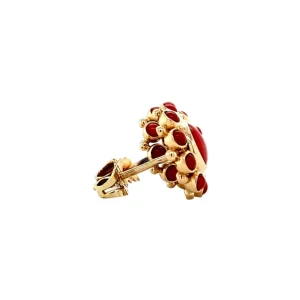 Fashion Gouden oorstekers met bloedkoraal 14 krt Oorstekers | Oorbellen Met Edelsteen