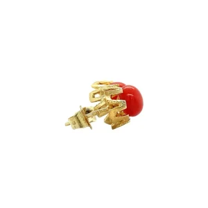Outlet Gouden oorstekers met bloedkoraal 14 krt Oorstekers | Oorbellen Met Edelsteen