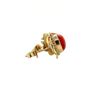 Sale Gouden oorstekers met bloedkoraal 14 krt Oorstekers | Oorbellen Met Edelsteen
