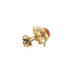 Clearance Gouden oorstekers met bloedkoraal 14 krt Oorstekers | Oorbellen Met Edelsteen