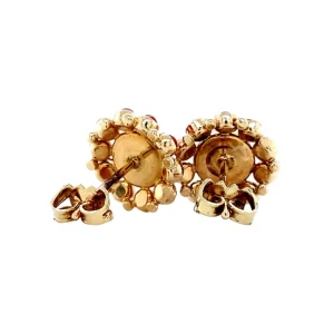 Fashion Gouden oorstekers met bloedkoraal 14 krt Oorstekers | Oorbellen Met Edelsteen