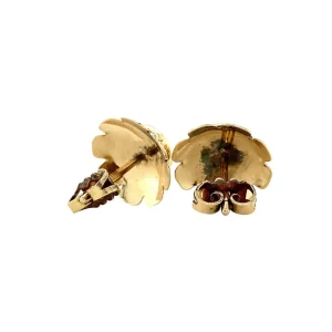 Clearance Gouden oorstekers met bloedkoraal 14 krt Oorstekers | Oorbellen Met Edelsteen