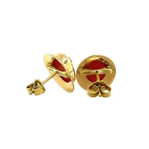 Fashion Gouden oorstekers met camee 18 krt Oorstekers | Oorbellen Met Edelsteen