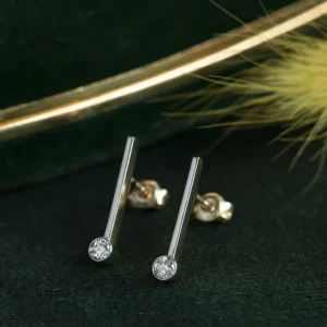 Clearance Gouden oorstekers met diamant 14 krt/900 Oorstekers | Oorbellen Met Edelsteen