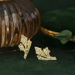 Hot Gouden oorstekers met roosdiamant 14 krt Oorstekers | Oorbellen Met Edelsteen