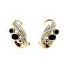 Clearance Gouden oorstekers met saffier en diamant 14 krt Oorstekers | Oorbellen Met Edelsteen