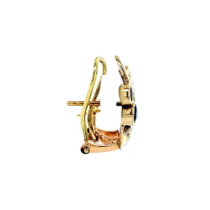 Clearance Gouden oorstekers met saffier en diamant 14 krt Oorstekers | Oorbellen Met Edelsteen