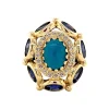 Hot Gouden ring met ioliet, turkoois en saffier 18 krt Ringen Met Edelsteen