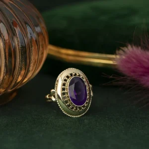 Hot Gouden ring met amethist 14 krt Ringen Met Edelsteen