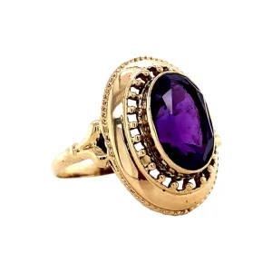 Hot Gouden ring met amethist 14 krt Ringen Met Edelsteen