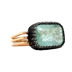 Hot Gouden ring met aquamarijn en diamant 14 krt/835 Ringen Met Edelsteen
